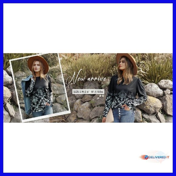 Women's Long Sleeve Tunic Blouse Polyester Spandex Loose Fit Casual - Picture 8 of 8